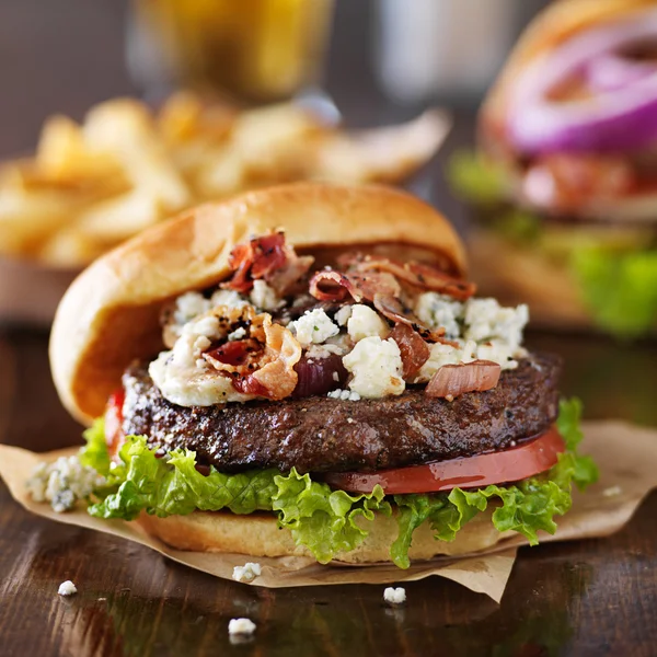 Bacon and bleu cheese gourmet burger Stock Photo by ©resnick_joshua1