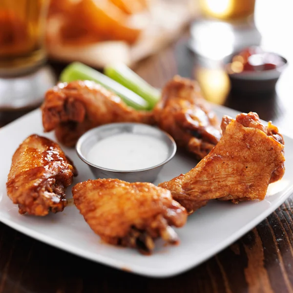 Buffalo barbecue hot chicken wings — Stock Photo, Image