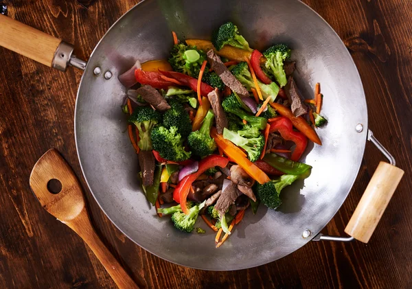 Asian wok stir fry shot Stock Image