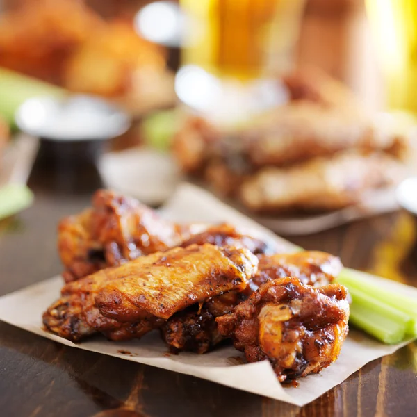 Chicken wings with ranch dipping sauces — Stock Photo, Image