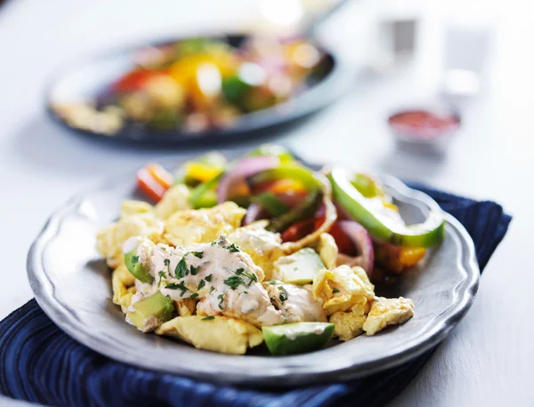 Mexican breakfast fajita scrambled eggs — Stock Photo, Image