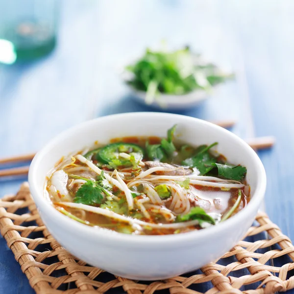Vietnamské tradiční pho hovězí polévka — Stock fotografie