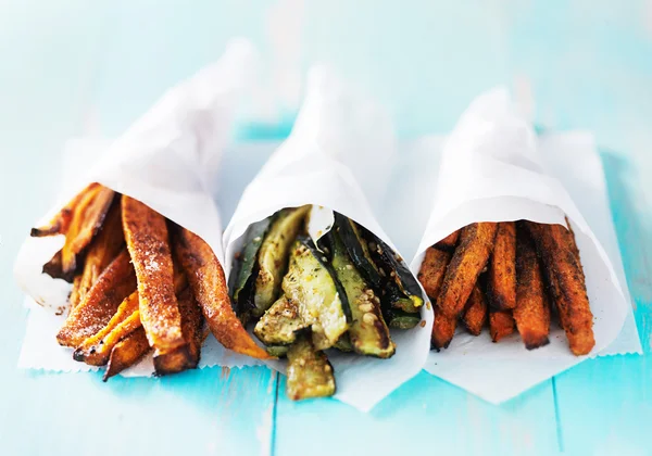 Carrot, zucchini, and sweet potato fries — Stock Photo, Image