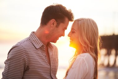 romantic couple at sunset  clipart
