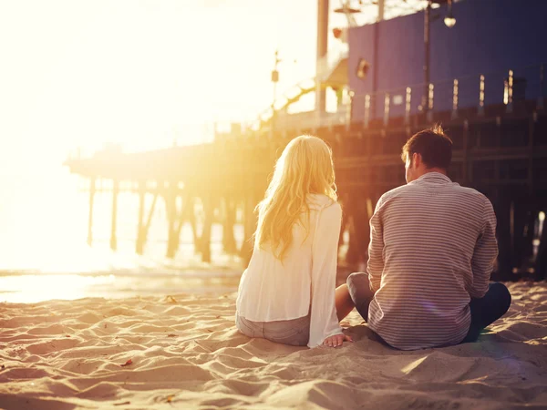 Romantic couple sitting together — Stock Photo, Image