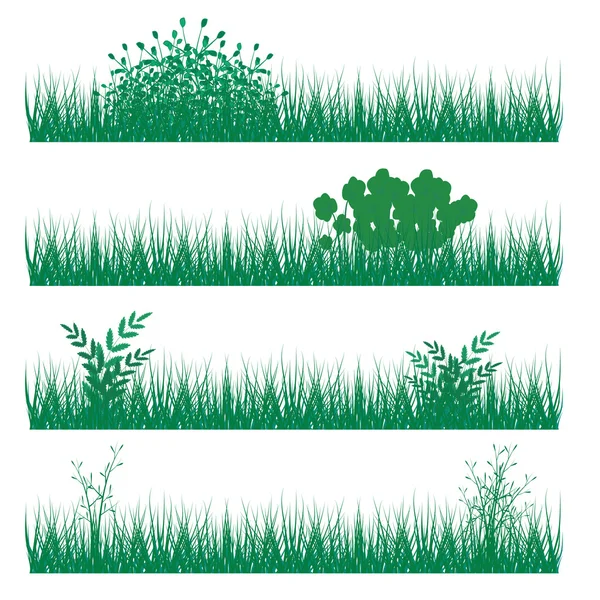 Gräs, buskar. Texturer illustrerade bilder — Stock vektor