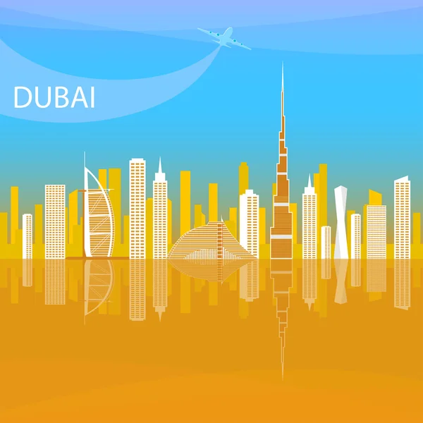 Dubai - la ciudad más grande de los Emiratos Árabes Unidos, el centro administrativo de Dubai . — Vector de stock