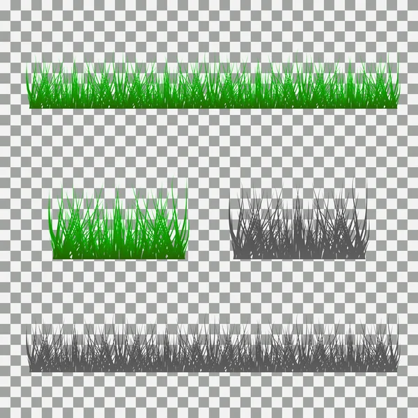 草、低木。様々 なタイプの草のセット。透明な背景の草のセット. — ストックベクタ