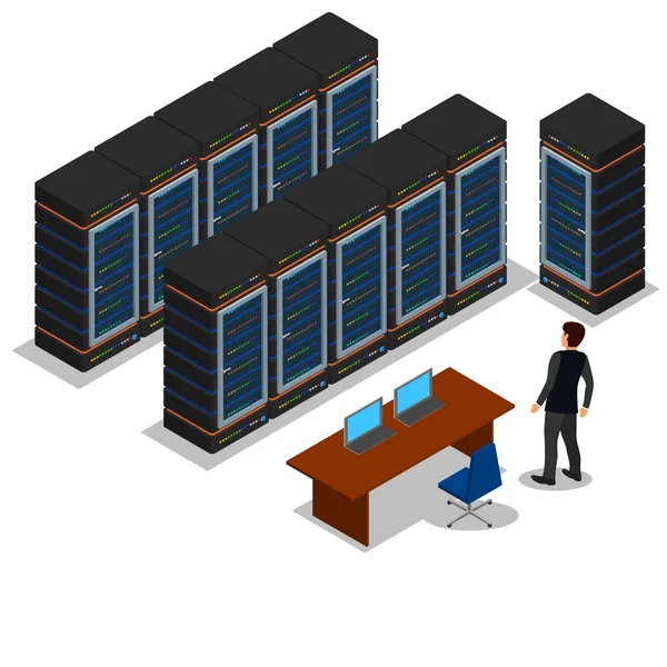 Isometric view of the server room. — Stock Vector