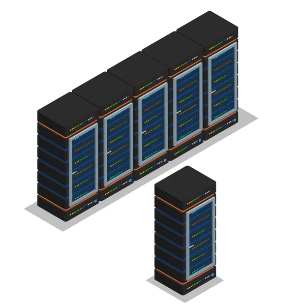 Isometrische Ansicht des Serverraums. lizenzfreie Stockvektoren