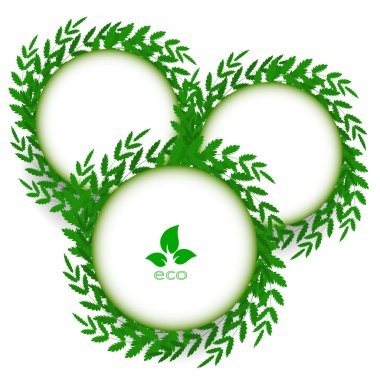 yeşil çim çember çerçeve vektör beyaz arka plan