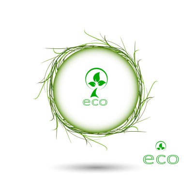 yeşil çim çember çerçeve vektör beyaz arka plan