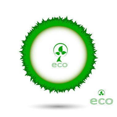 yeşil çim çember çerçeve vektör beyaz arka plan