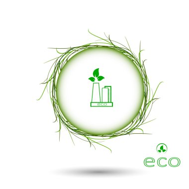 yeşil çim çember çerçeve vektör beyaz arka plan