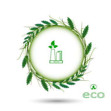 yeşil çim çember çerçeve vektör beyaz arka plan