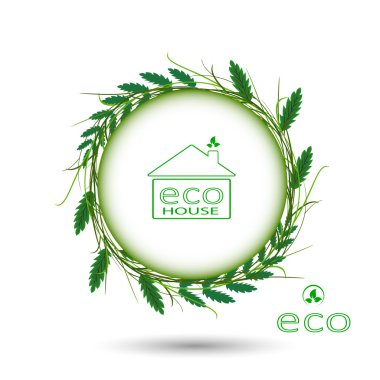 yeşil çim çember çerçeve vektör beyaz arka plan