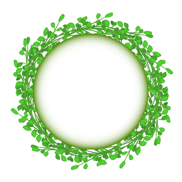 Abstracto verde hierba círculo marco vector whit fondo — Vector de stock