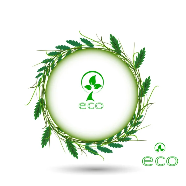 yeşil çim çember çerçeve vektör beyaz arka plan