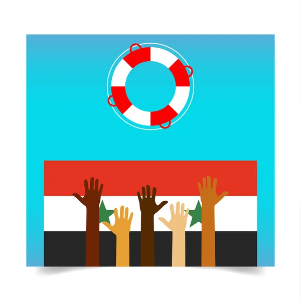 Suriyeli mülteciler, yardım isteyen insanlar ellerini