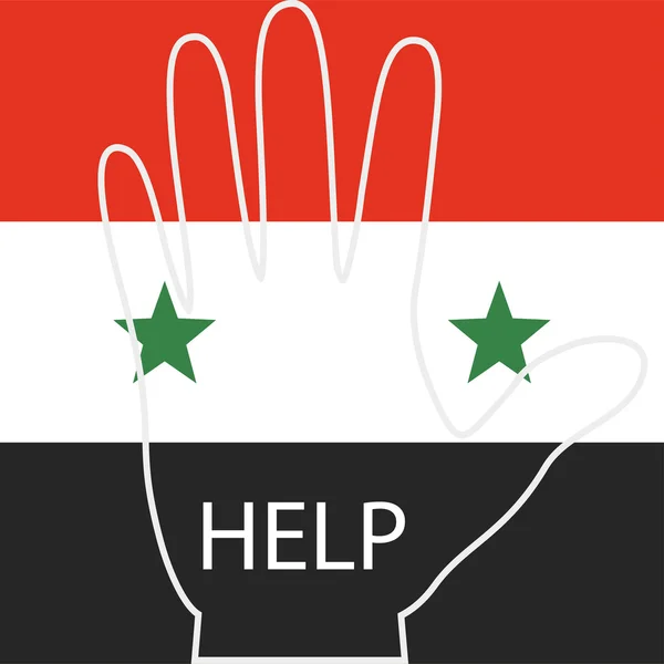 Pengungsi Suriah, tangan orang-orang yang meminta bantuan - Stok Vektor