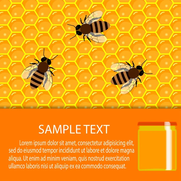 Κηρήθρα και γλυκό μέλι στάζει. Μελισσοκομικά προϊόντα και μελισσοκομία. — Διανυσματικό Αρχείο