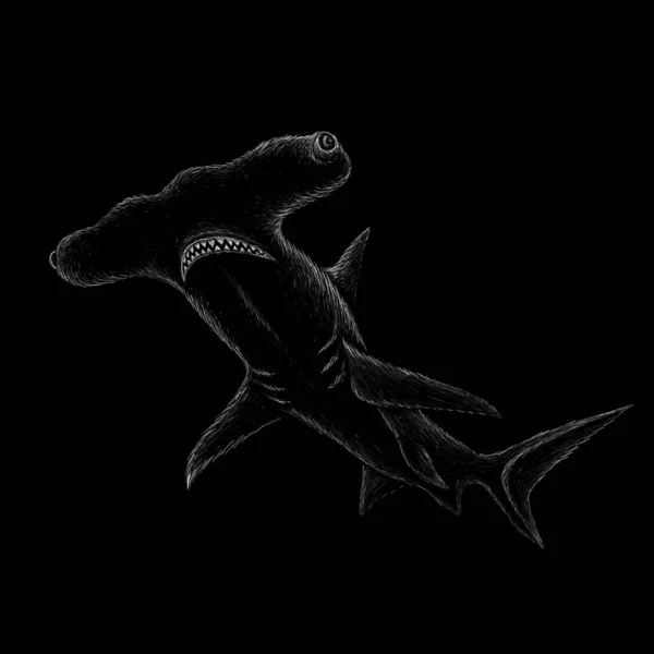 Vector Λογότυπο Του Ψαριού Καρχαρία Για Σχεδιασμό Shirt Κυνηγετικό Στυλ — Διανυσματικό Αρχείο