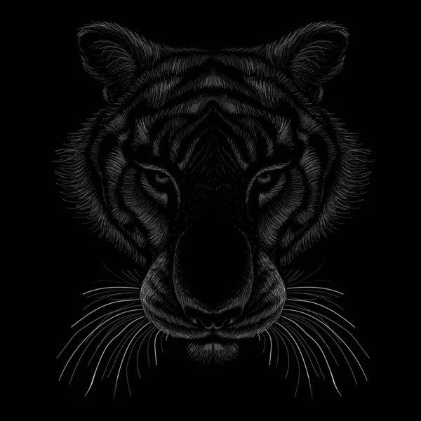 Logo Vector Tigre Pour Tatouage Shirt Design Tenues Style Chasse — Image vectorielle