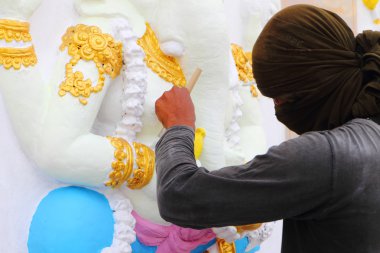 Resim onarım hindu tanrısı duvara bir resim