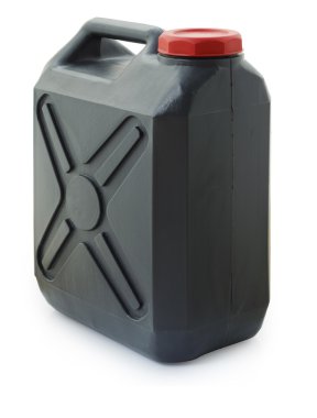 Yolu ile izole gri plastik galon.