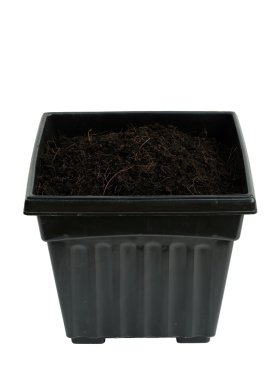Siyah plastik pot izole kırpma yolu.