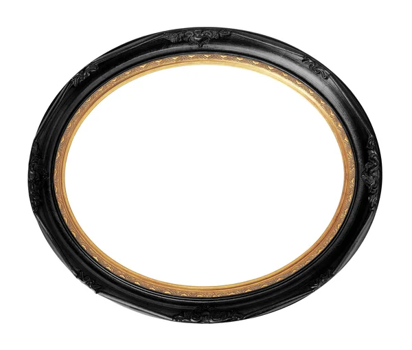 Black vintage oval photo frame isolated, clipping path. — Stock Photo, Image