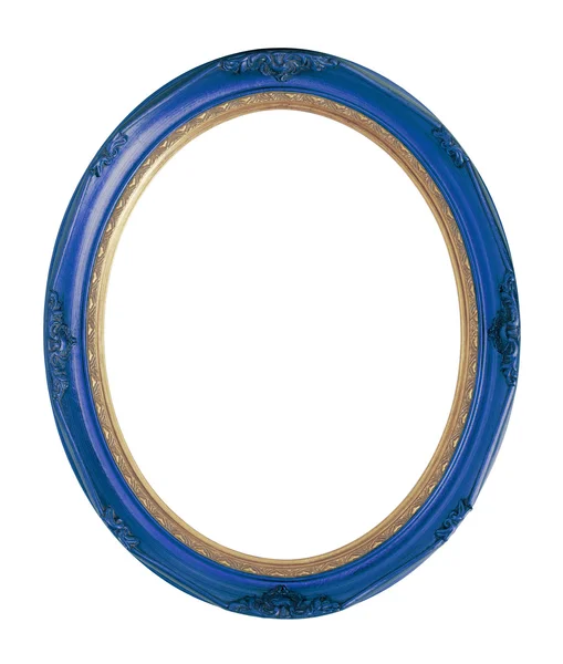 Azul vintage oval foto marco aislado, camino de recorte . — Foto de Stock