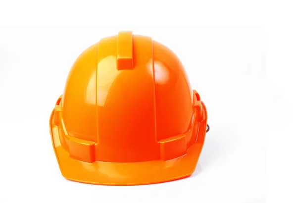 Beyaz arka planda, baret w üzerinde izole turuncu güvenlik kask — Stok fotoğraf