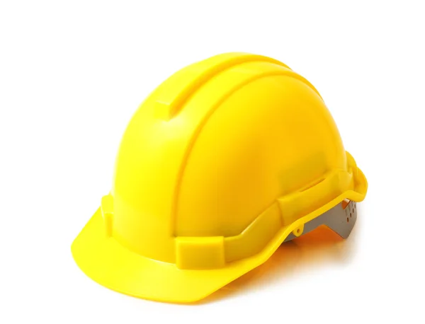 Yellow safety helmet on white clipping path, hard hat isolated. — Stock Photo, Image