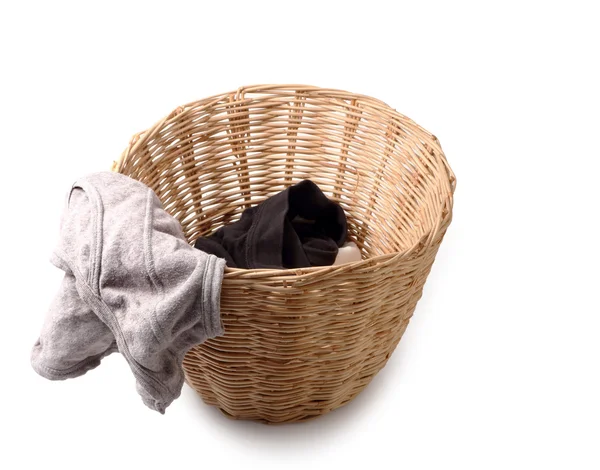Used male underwear in basket isolated on white clipping path. — Stock Photo, Image