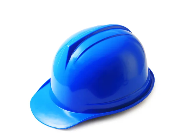 Blue safety helm on white, hard hat isolated clipping path . — Stok Foto