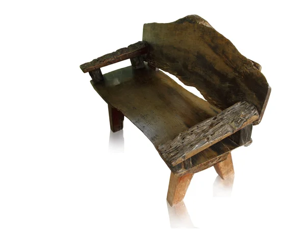 Antiguo banco de madera aislado a mano hecho en blanco, camino de recorte . —  Fotos de Stock