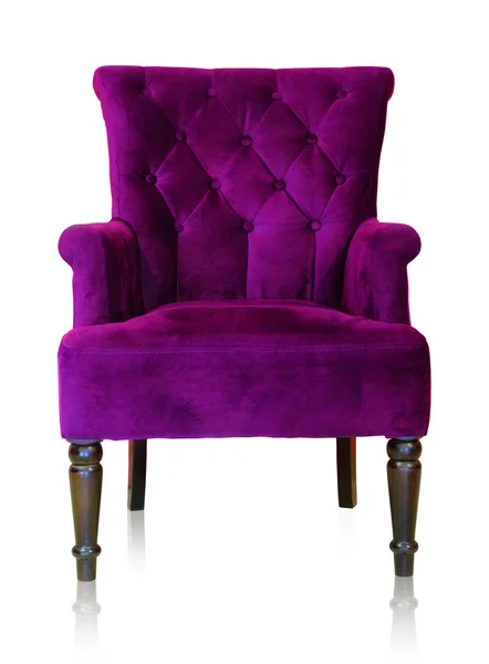 Purple vintage armchair isolated on white clipping path. — Stock Photo, Image