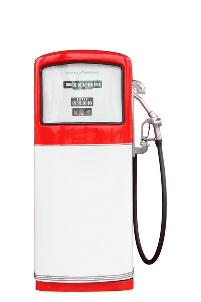 Red and white vintage gasoline fuel pump with clipping path. — Stock Photo, Image