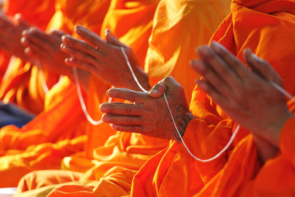 The monks and religious rituals in thai Buddhist ceremony.