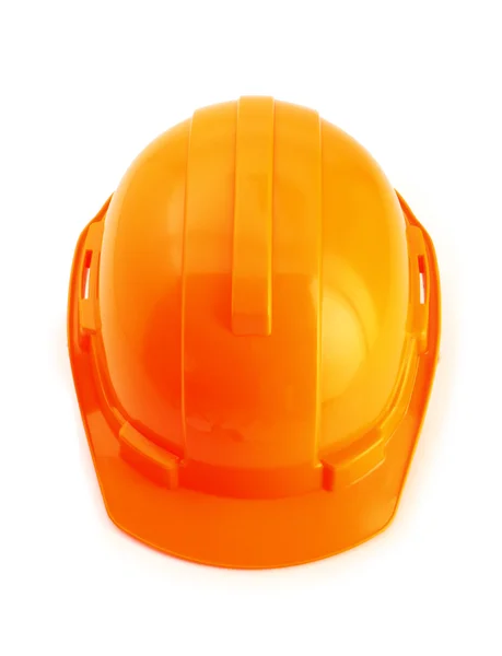 Casco di sicurezza arancione isolato su sfondo bianco, cappello rigido su w — Foto Stock