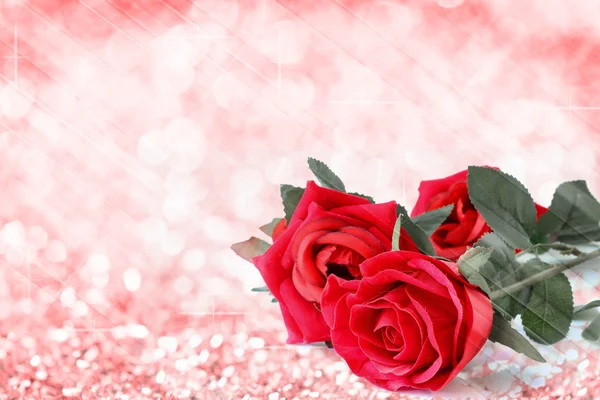 Red roses bouquet with bokeh and free space for text — Stock Photo, Image