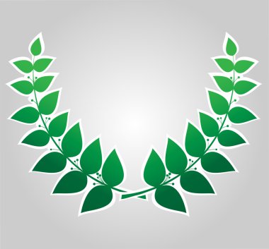 yeşil defne çelengi izole, vektör