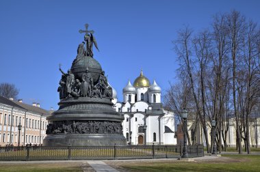 Saint Sophia Cathedral and Monument to the Thousand Years of Russia (Millennium of Russia). Veliky Novgorod, Russia clipart