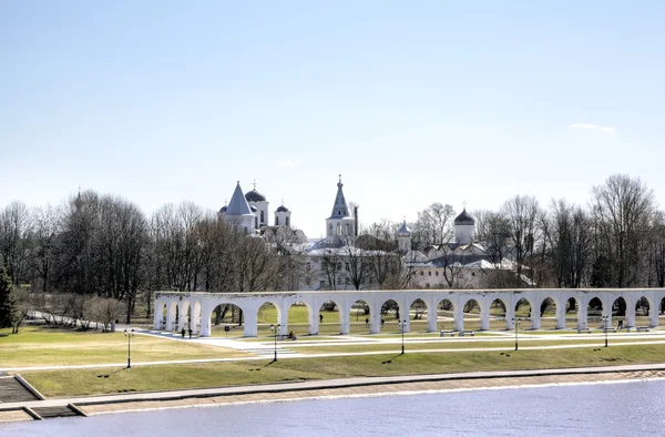 Yaroslav's Courtyard and The Former Marketplace. Veliky Novgorod, Russia — Zdjęcie stockowe