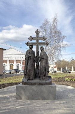 Veliky Novgorod, Russia - April 18, 2015: Monument to Peter and Fevronia.