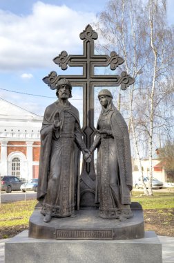 Veliky Novgorod, Russia - April 18, 2015: Monument to Peter and Fevronia.