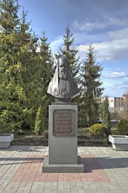 Veliky Novgorod, Russia - April 18, 2015: Monument to the patriarch Alexy II.