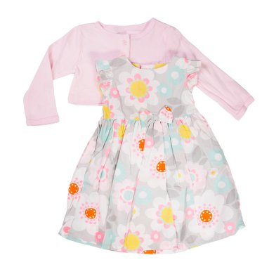 Çocuk giyim. Beyaz bir arka plan bebek elbise. İzole