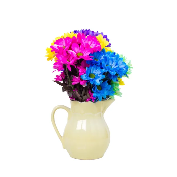 Colorful fresh flowers in a jug — Stock Photo, Image